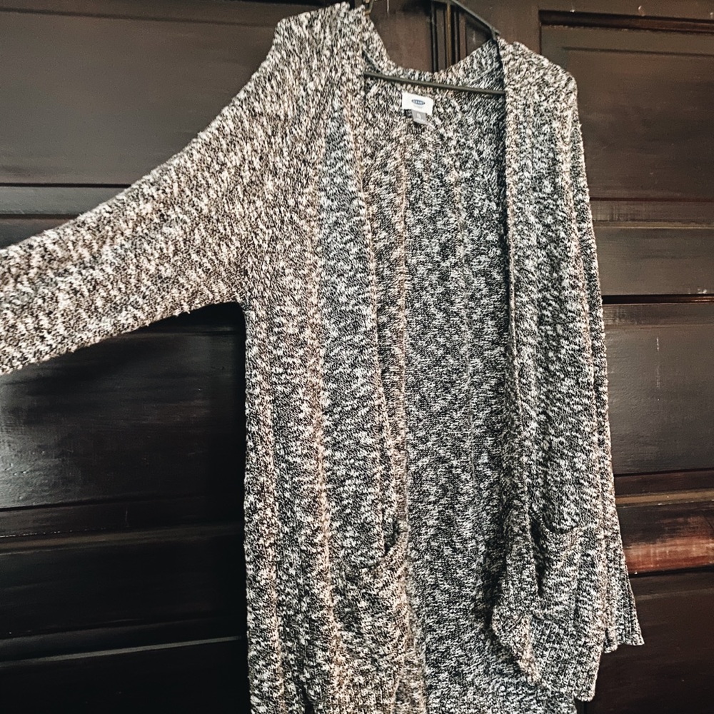 Old Navy Black/white/gray cardigan with front pockets